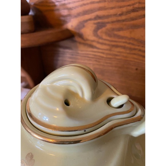 Vintage Canary Yellow/Gold Hall Pottery Teapot #799 w/ Lid Art Deco 6 Cup - Picture 10 of 10